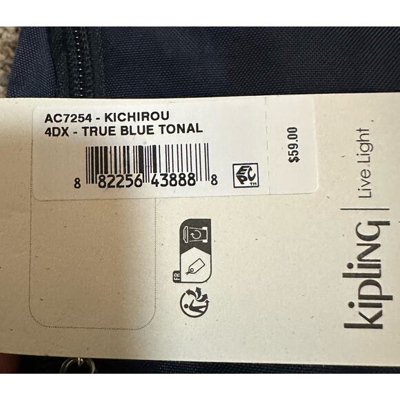 Kipling Kichirou Insulated Lunch Bag Blue New with tags - Picture 4 of 4